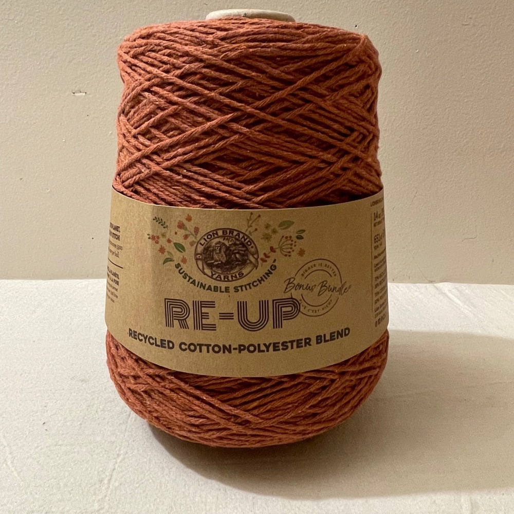 Lion Brand Re Up Yarn Rust Recycled Cotton Polyester Blend 14oz/397 Knit Crochet